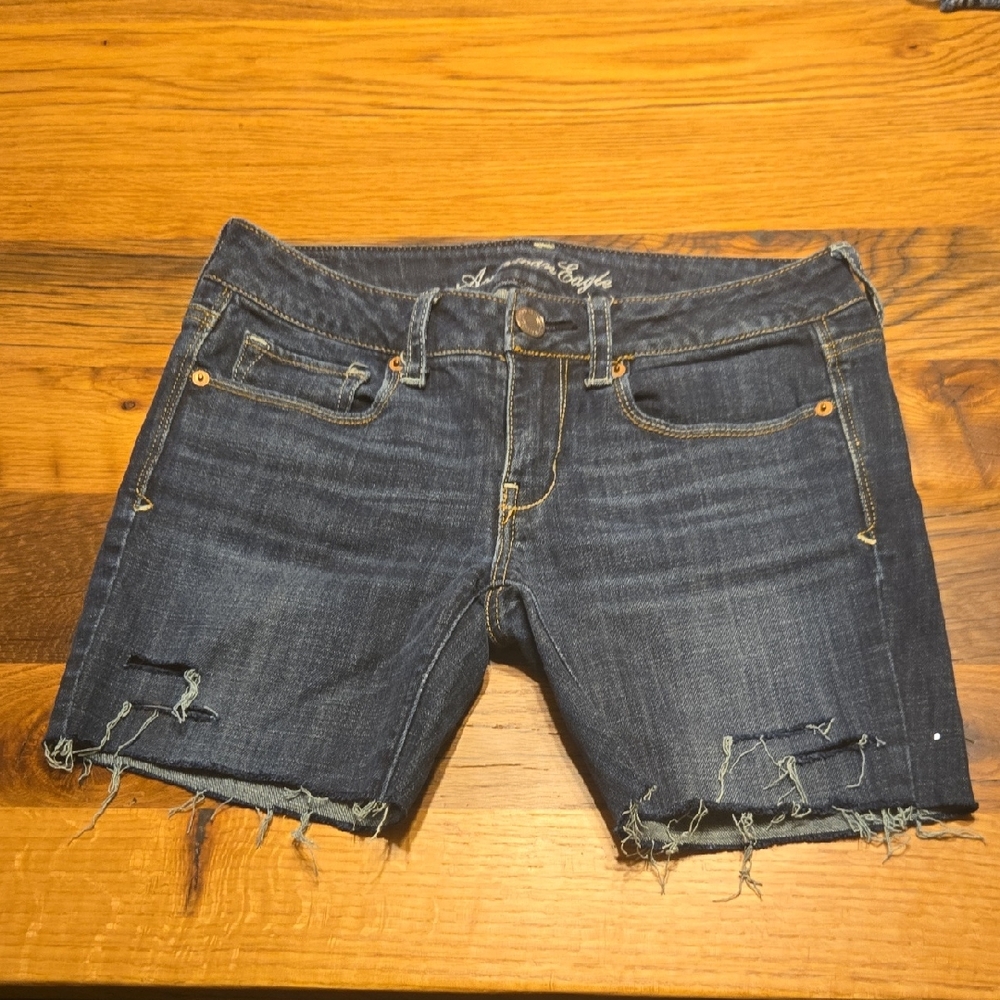 American Eagle Outfitters Dark Denim Jean Shorts Skinny Kick Size 6 Women
